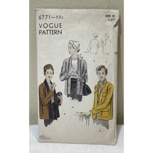 Vogue Pattern #6771-50c Size 20 Bust 38 Jacket Uncut